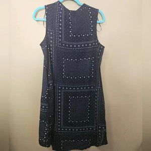 NWT Time And Tru Women's Size M Bandana Dress Navy Blue